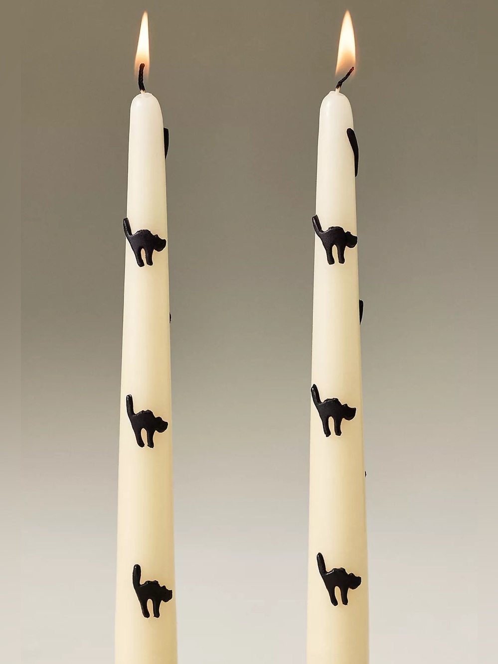 ANTHROPOLOGIE NWT 2pc Halloween icon taper candles -black cat